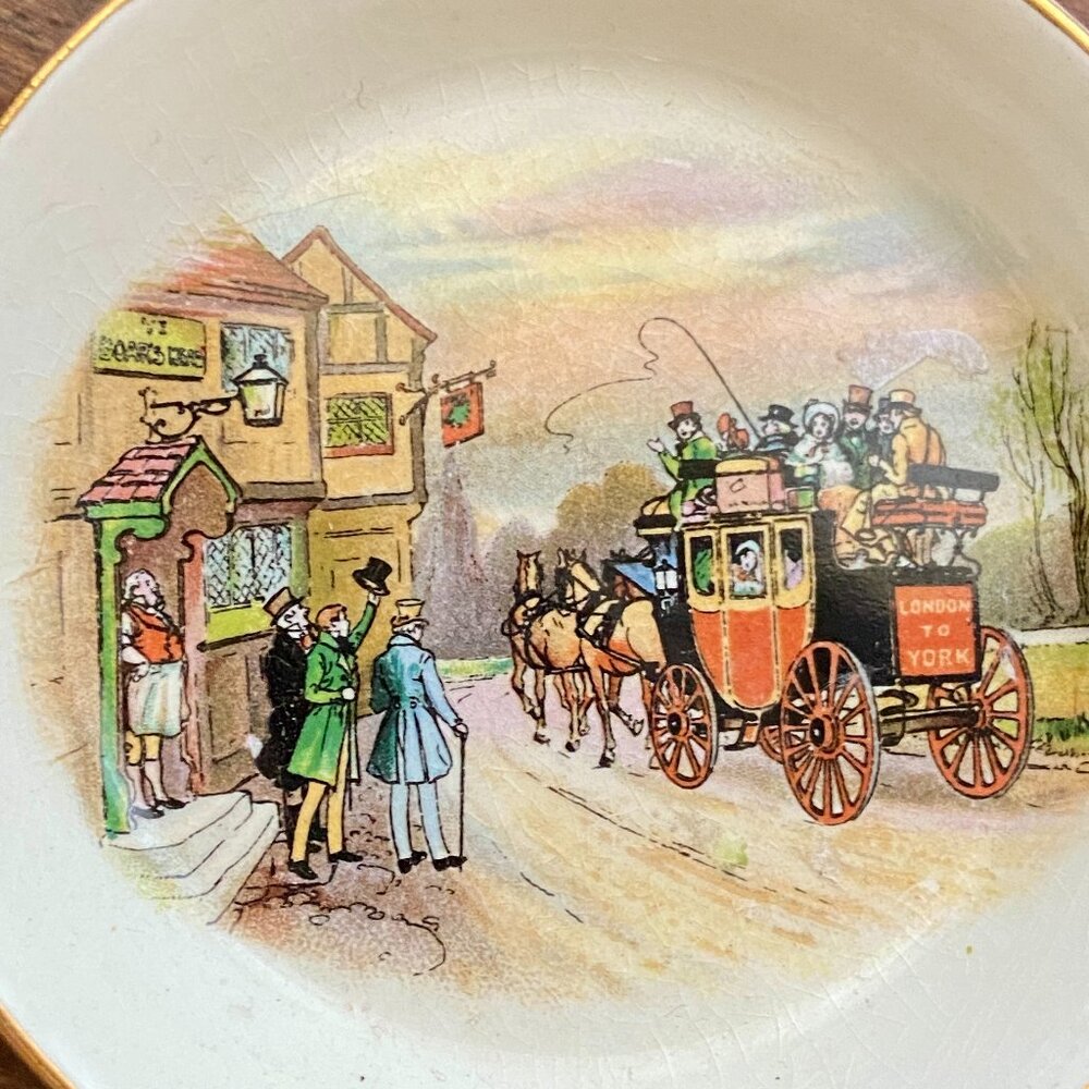 Vintage ROYAL WINTON Candy Nut Dish Bowl Old English Coaching London To York